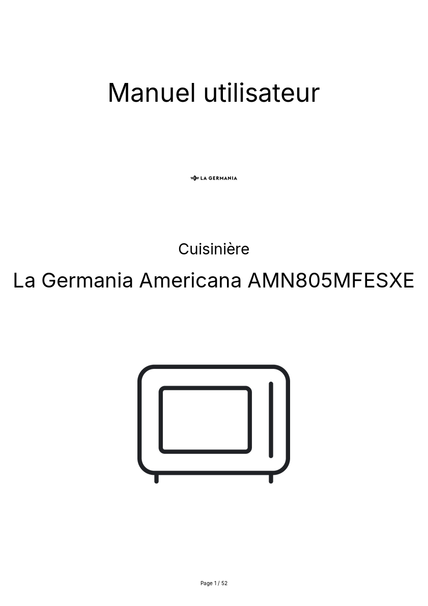 Page n°1 - Manuel utilisateur La Germania Americana AMN805MFESXE
