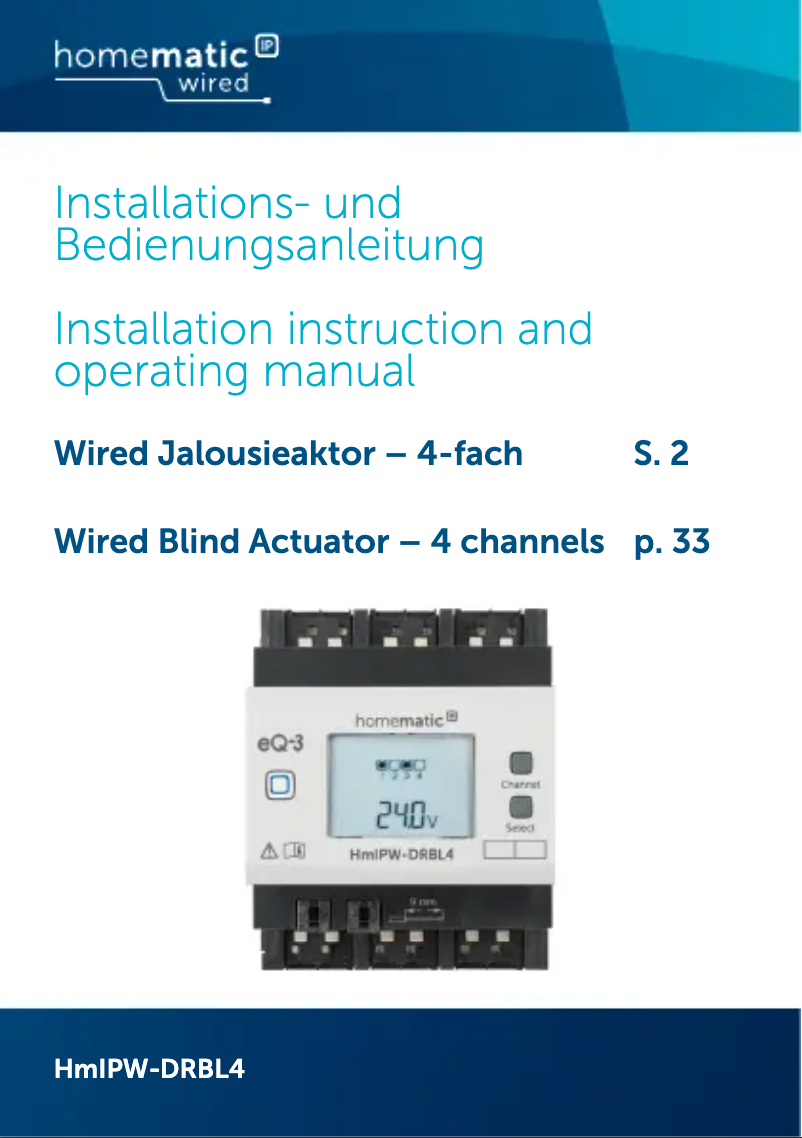 Page n°1 - Manuel utilisateur Homematic IP HMIPW-DRI32