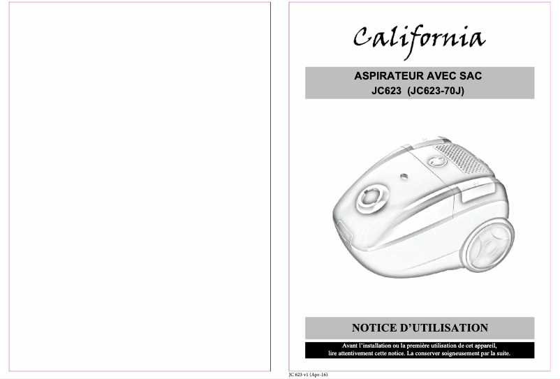 Page n°1 - Manuel utilisateur California JC623