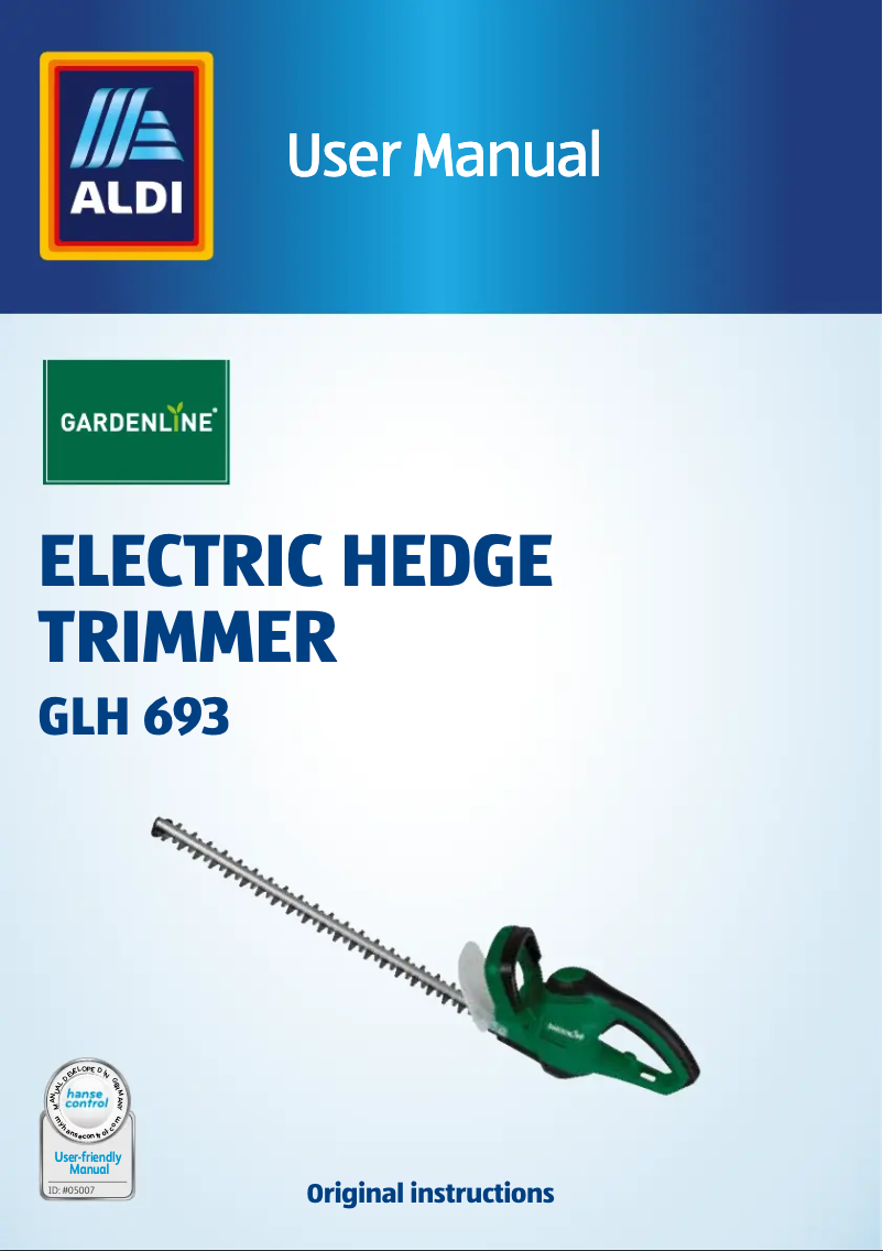 Page n°1 - Manuel utilisateur Gardenline GLH 693