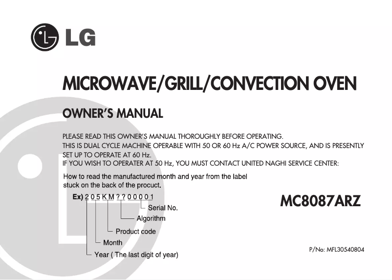 Page 1 of the manual User Manual LG MC8087ARZ