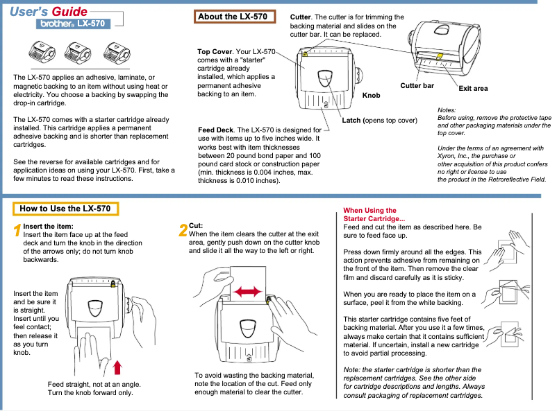 Image de la première page du manuel de l'appareil LX-570
