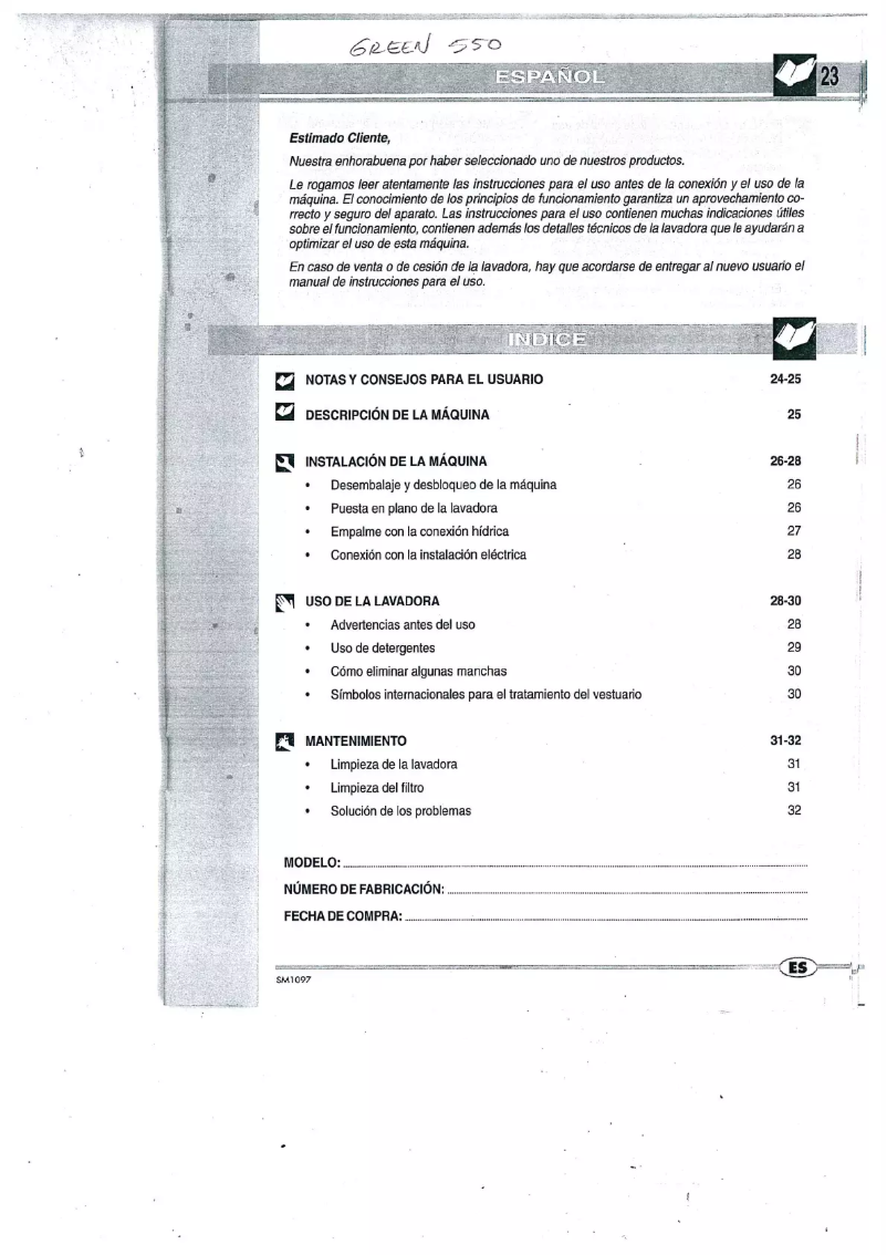 Page n°1 - Manuel utilisateur Rommer Green 550