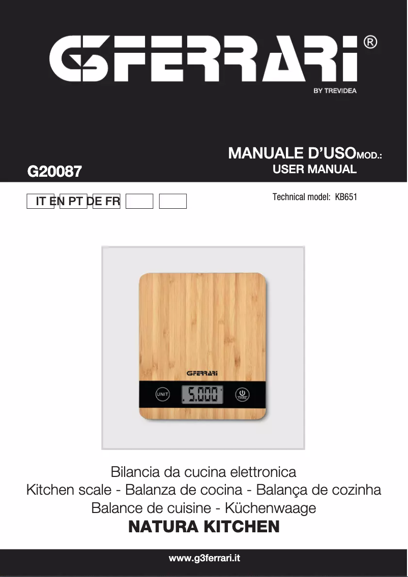 Page n°1 - Manuel utilisateur G3 Ferrari Natura Kitchen G20087
