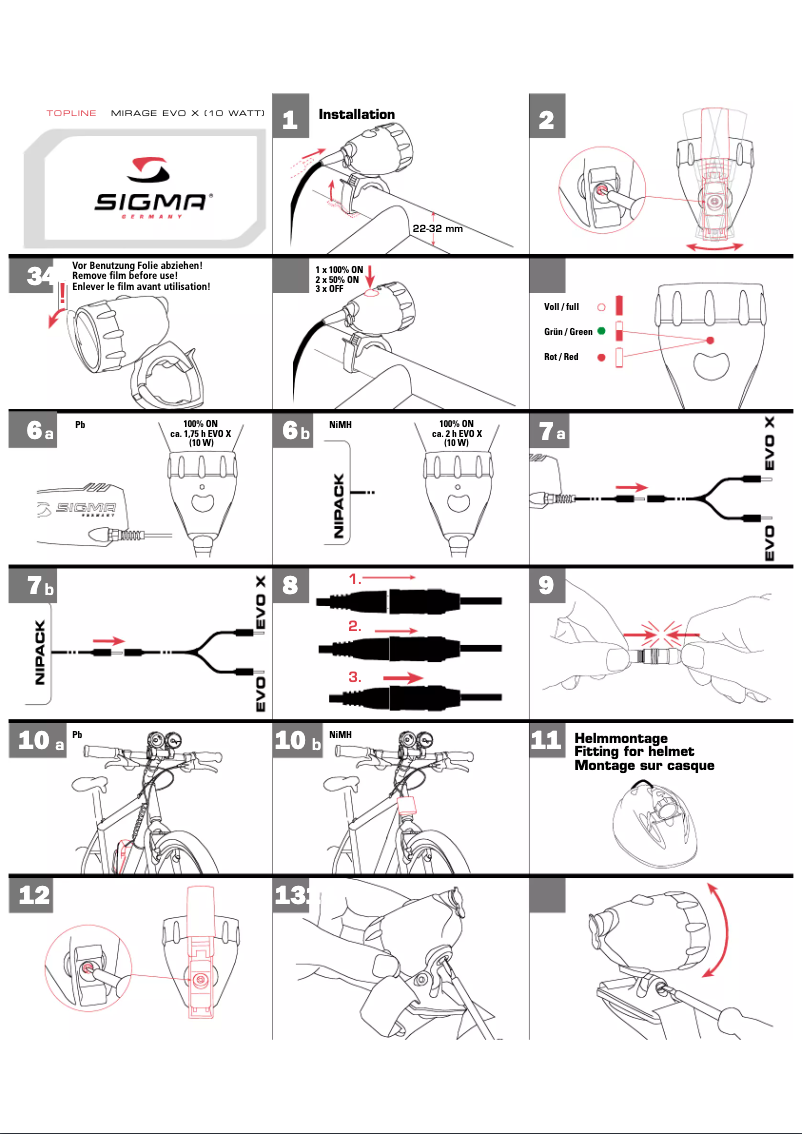 Page 1 de la notice Manuel utilisateur Sigma Mirage EVO X