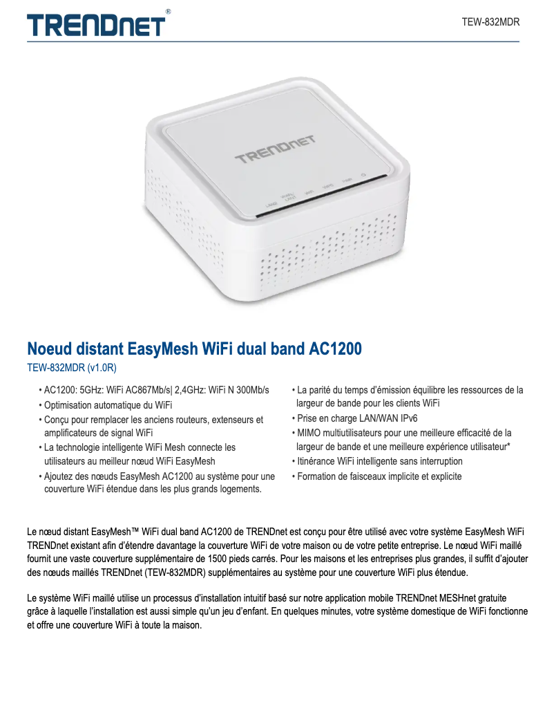 Page n°1 - Fiche technique TRENDnet TEW-832MDR