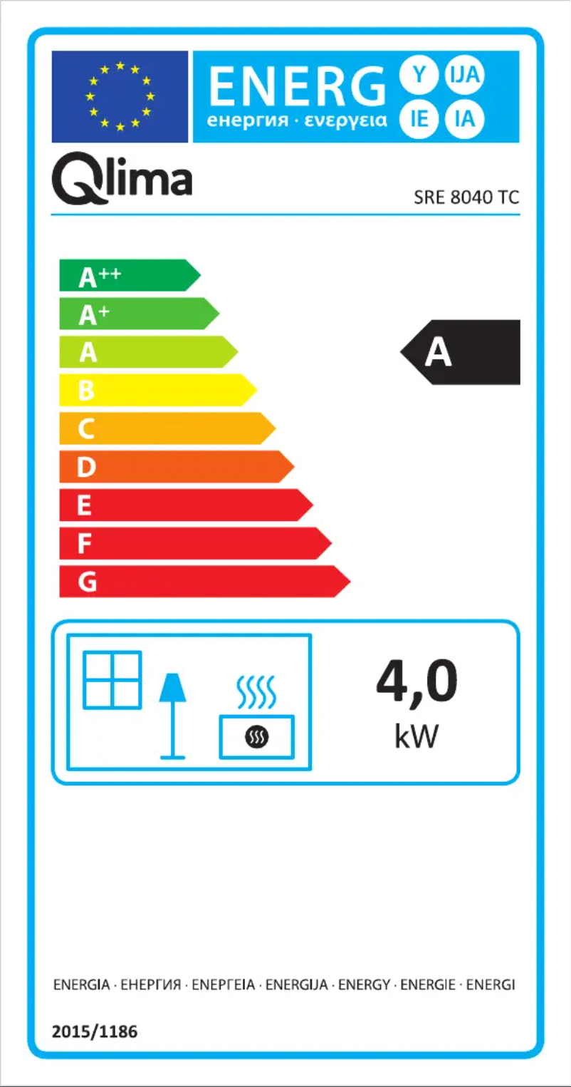Page 1 of the manual Energy Label Qlima SRE 8040 TC