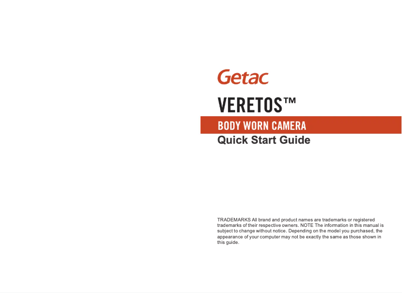 Page 1 de la notice Manuel utilisateur Getac Veretos BC-01