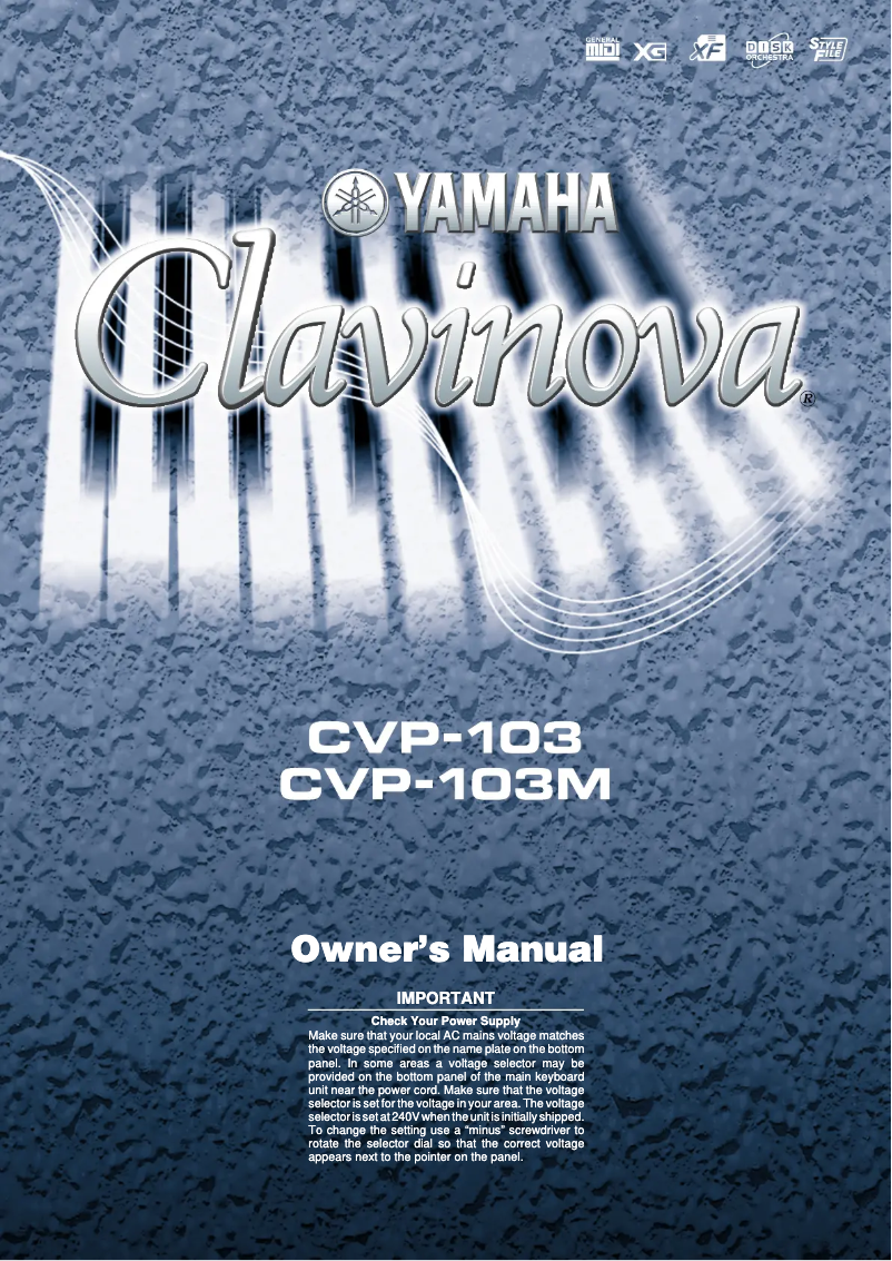 Image de la première page du manuel de l'appareil Clavinova CVP-103