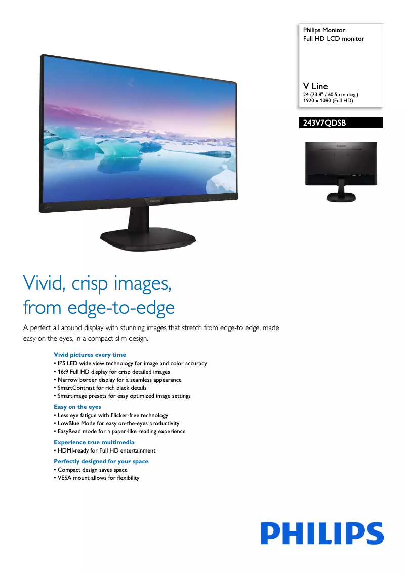 Page n°1 - Brochure Philips V Line 243V7QDSB