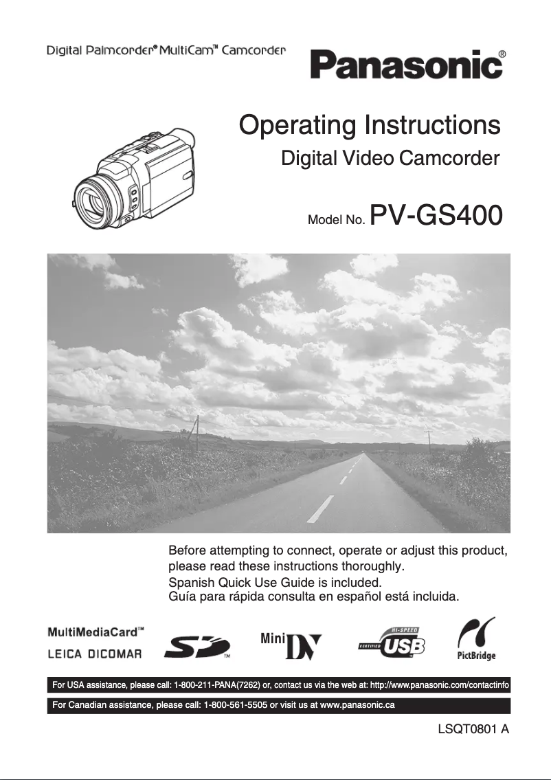 Image de la première page du manuel de l'appareil PV-GS12