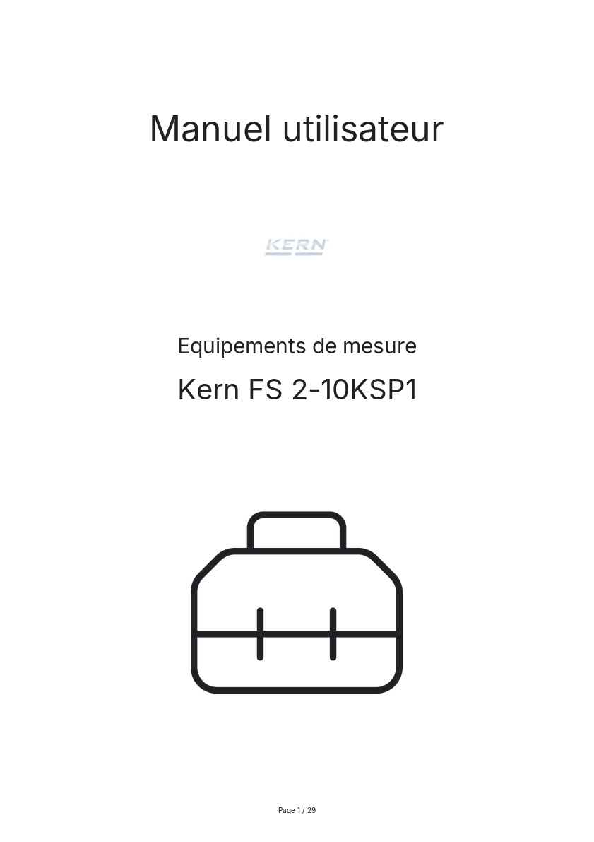 Page n°1 - Manuel utilisateur Kern FS 2-10KSP1