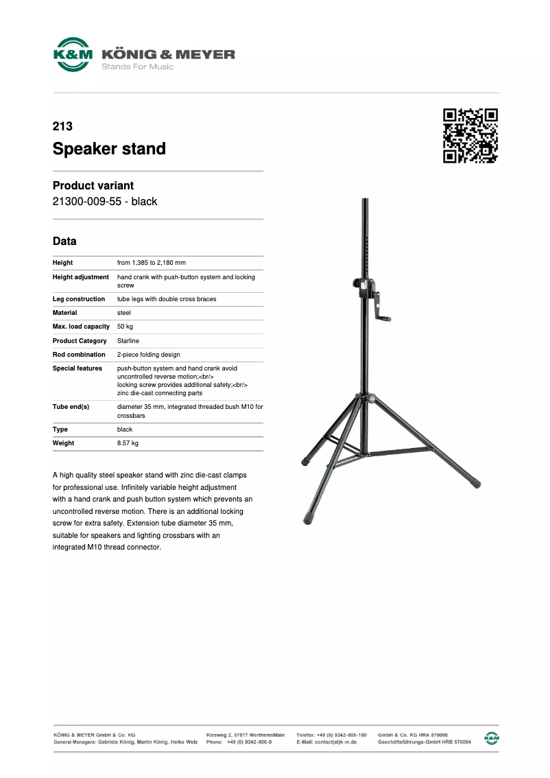 Page n°1 - Manuel utilisateur Konig & Meyer 21300