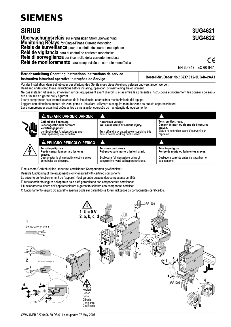 Page n°1 - Manuel utilisateur Siemens 3UG4622