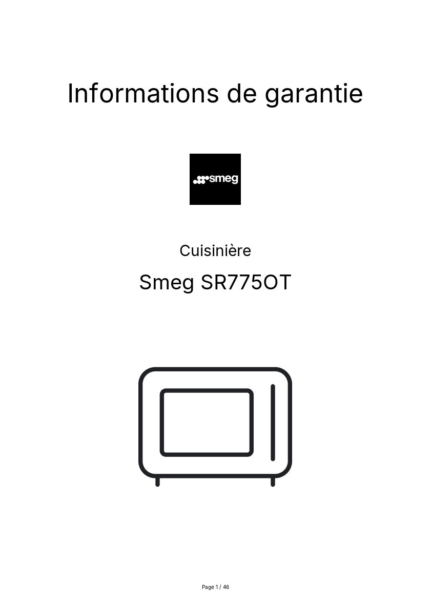 Page n°1 - Informations de garantie Smeg SR775OT