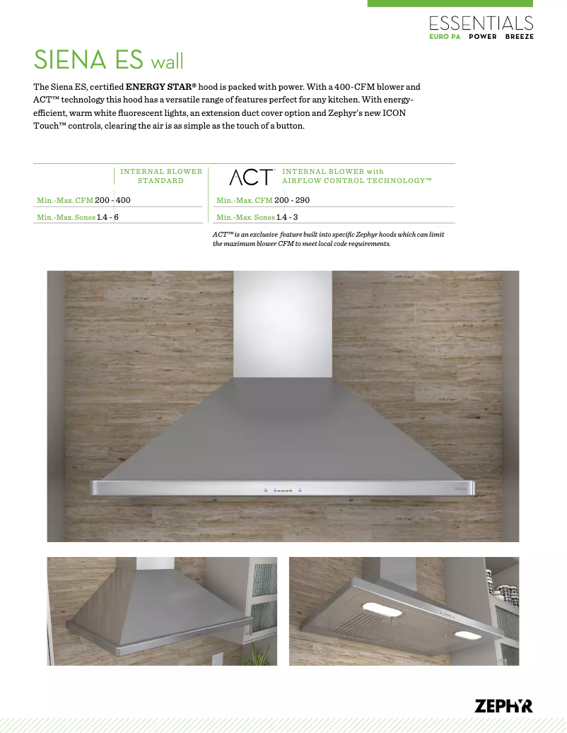 Page n°1 - Fiche technique Zephyr ZSIE36ASES