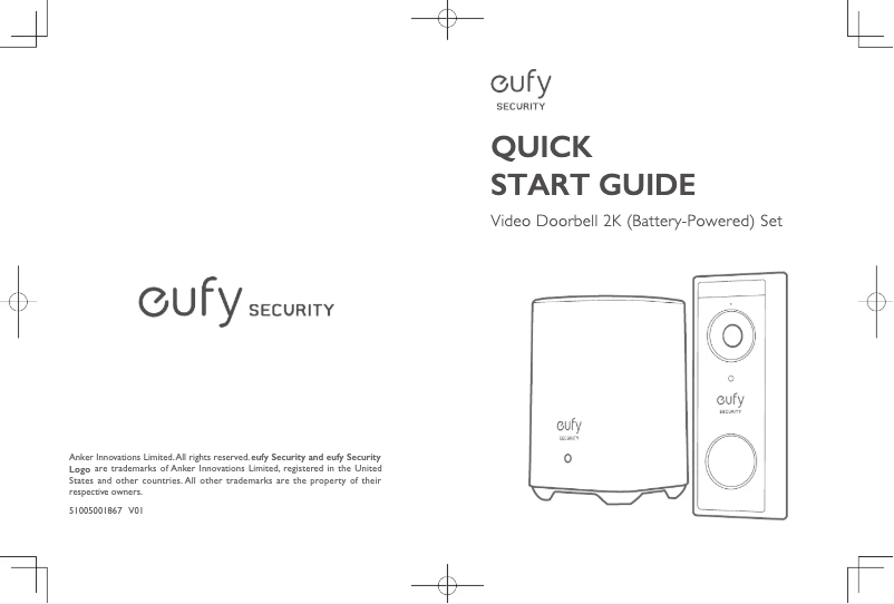 Page 1 de la notice Guide de démarrage rapide Eufy Video Doorbell 2K