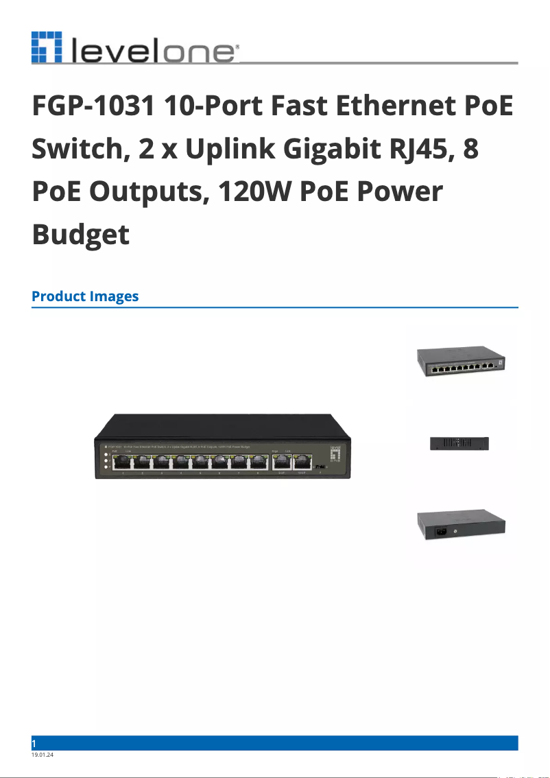 Page n°1 - Fiche technique LevelOne FGP-1031