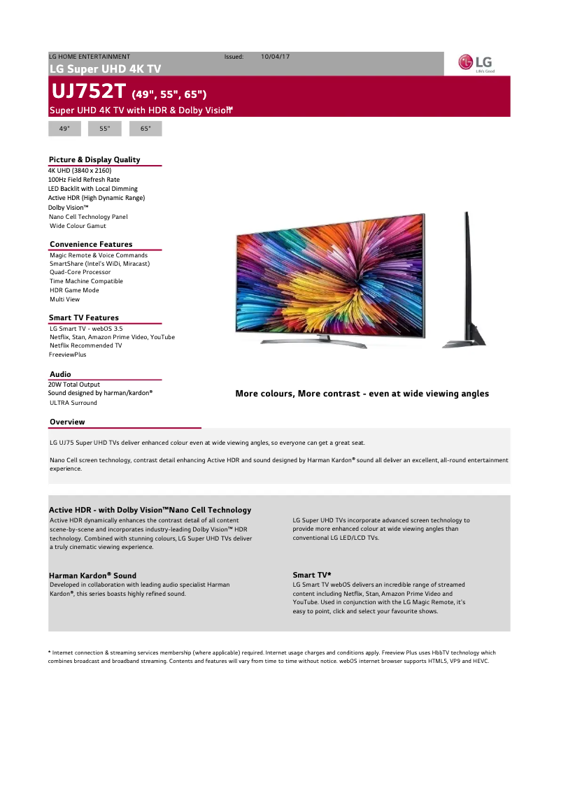 Image de la première page du manuel de l'appareil 49UJ752T