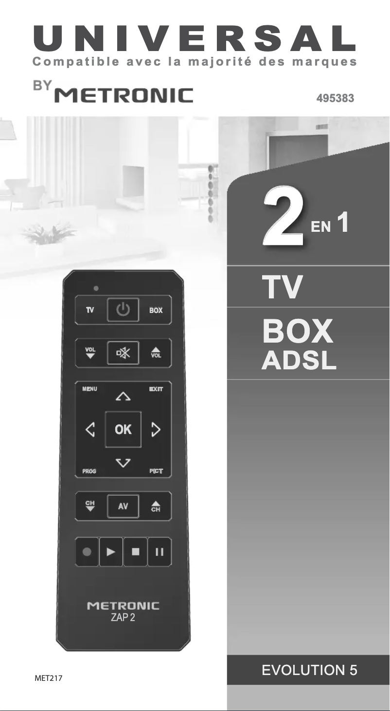 Page 1 de la notice Manuel utilisateur Metronic Zap 3 495383