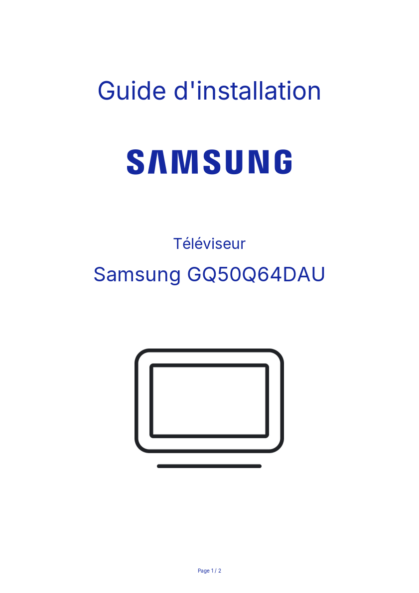 Page n°1 - Guide d'installation Samsung GQ50Q64DAU