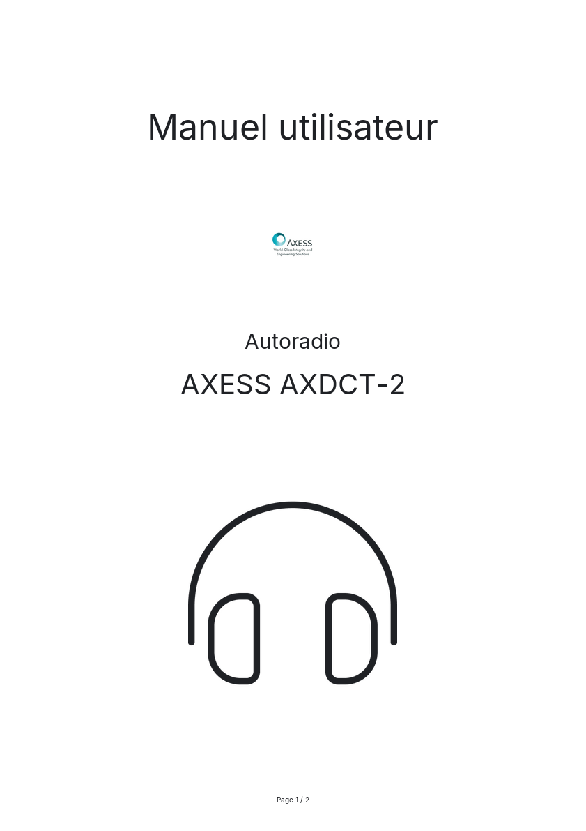 Page n°1 - Manuel utilisateur AXESS AXDCT-2