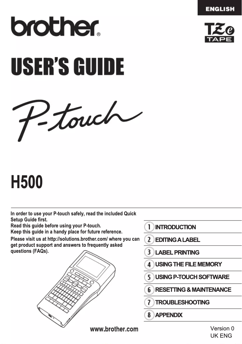Page 1 de la notice Manuel utilisateur Brother P-Touch PT-H500