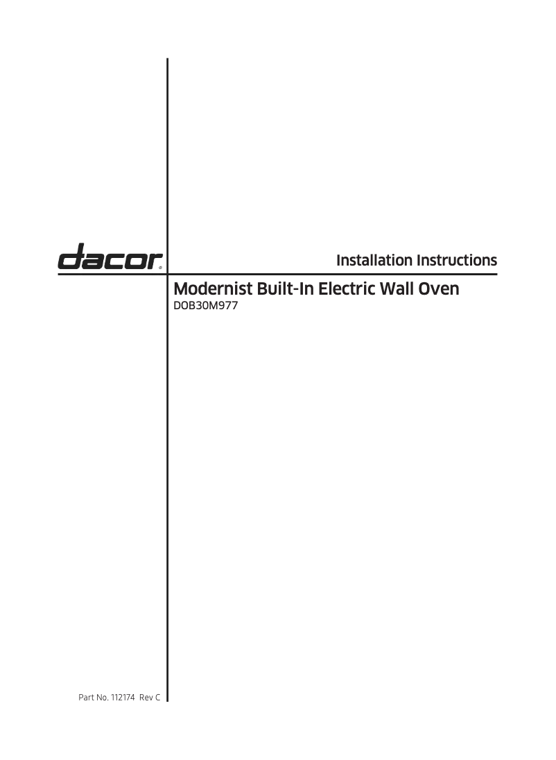 Page n°1 - Guide d'installation Dacor DOB30M977