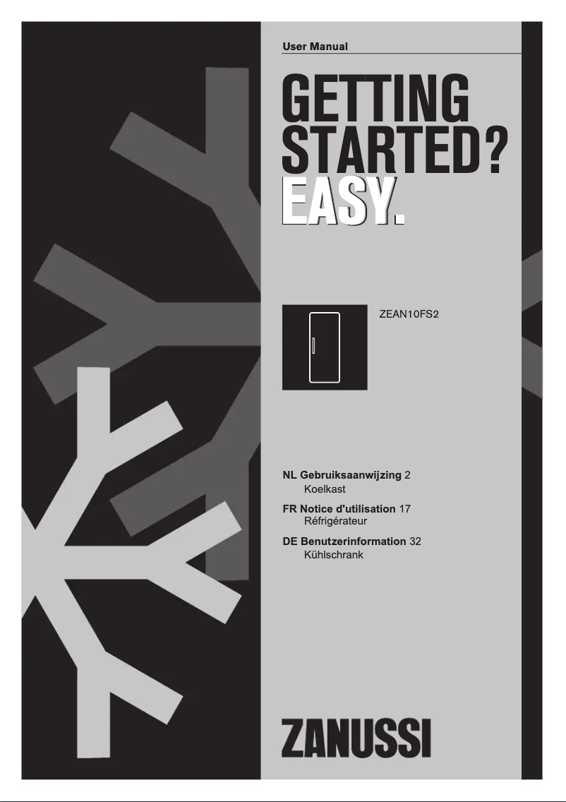 Page n°1 - Manuel utilisateur Zanussi ZEAN10FS2