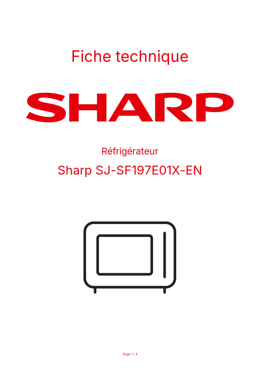 Page n°1 - Fiche technique Sharp SJ-SF197E01X-EN
