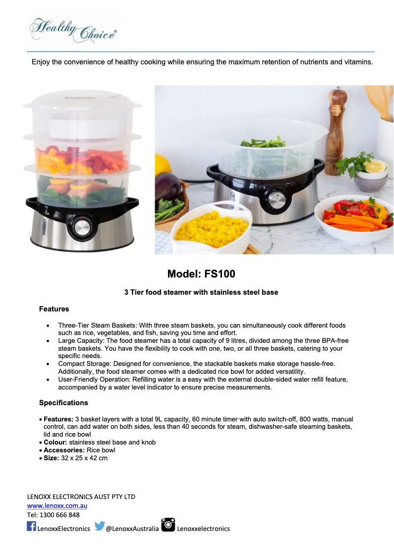 Page n°1 - Fiche technique Healthy Choice FS100