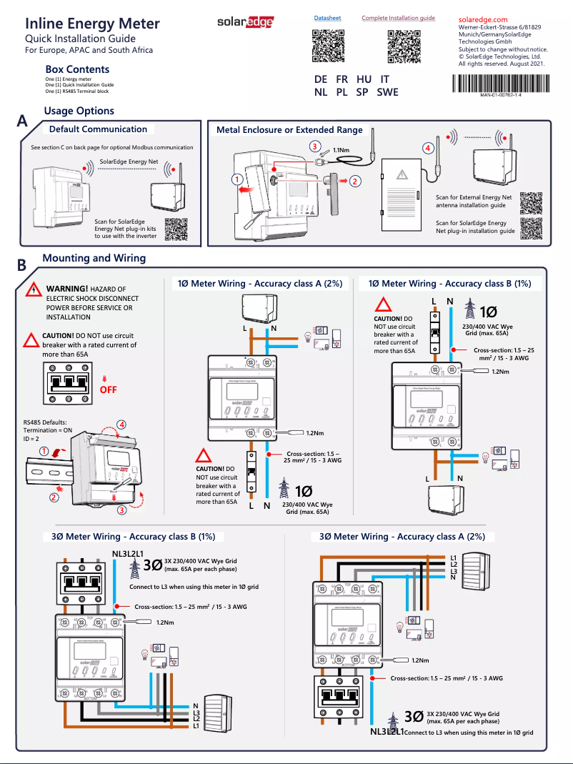 Image de la première page du manuel de l'appareil MTR-240-1PC1-DW-MW