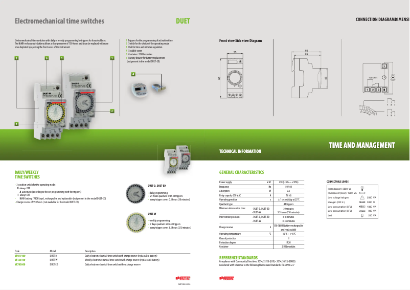 Page 1 de la notice Fiche technique Vemer DUET-D