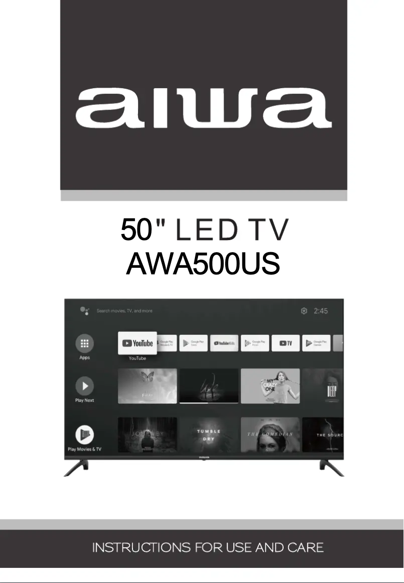 Image de la première page du manuel de l'appareil AWA500US