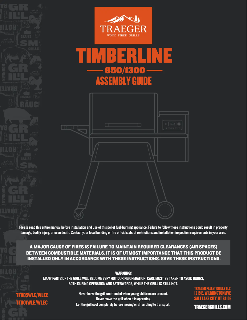 Page 1 de la notice Instructions / montage Traeger Timberline 850