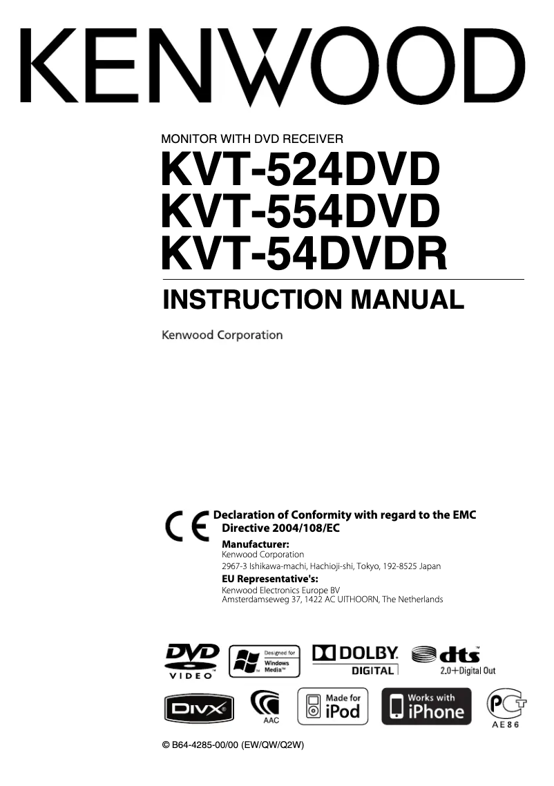 Page n°1 - Manuel utilisateur Kenwood KVT-54DVDR