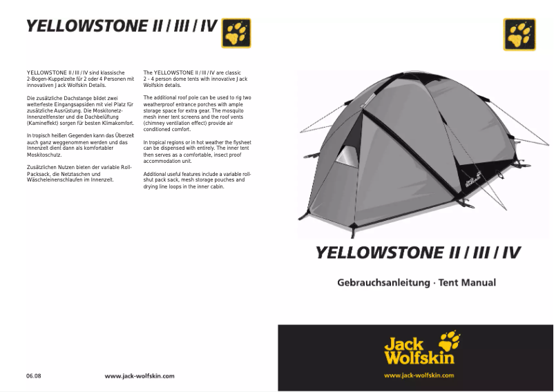 Page n°1 - Manuel utilisateur Jack Wolfskin Yellowstone II