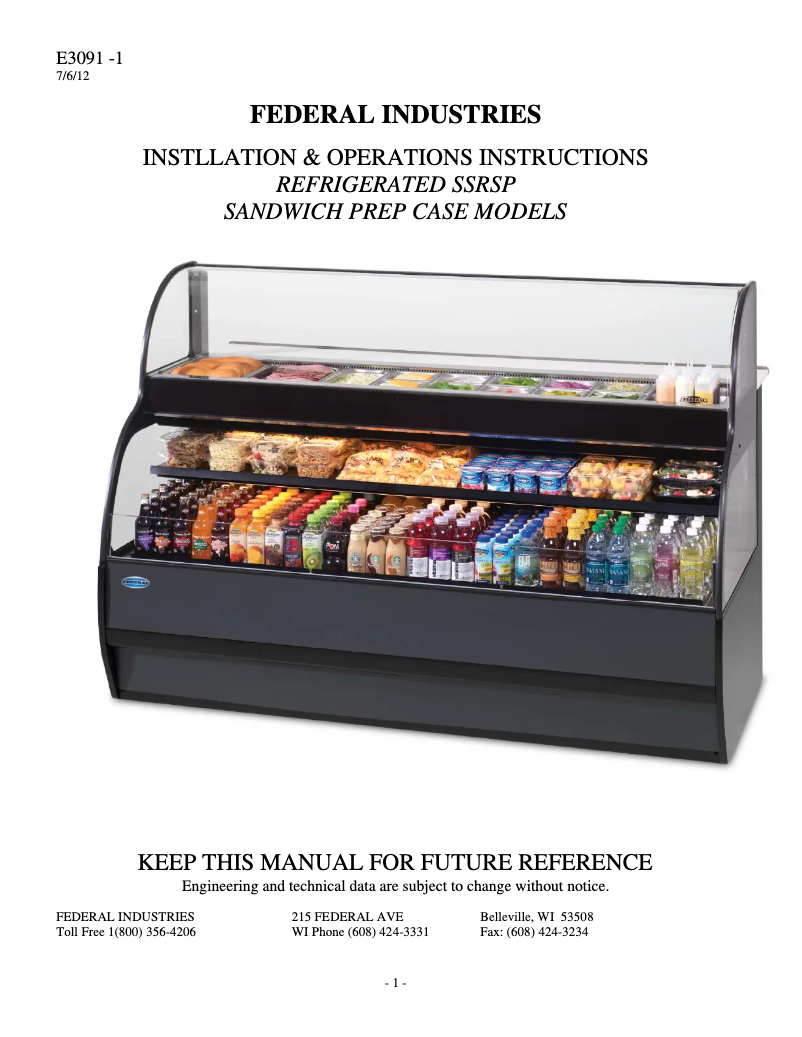 Page 1 de la notice Manuel utilisateur Federal SSRSP-5052