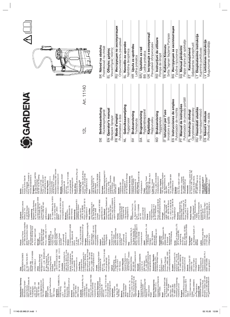 Page 1 de la notice Manuel utilisateur Gardena 12L 11140
