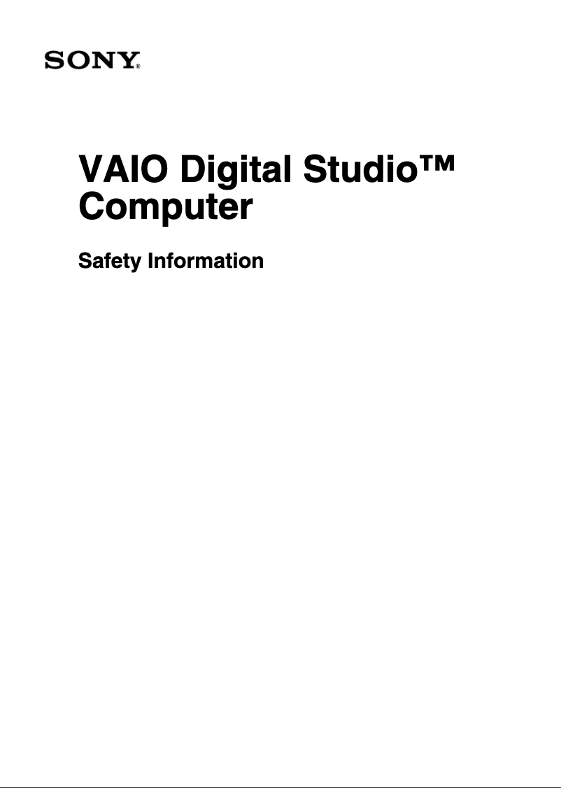 Page n°1 - Instructions de sécurité Sony Vaio PCV-RX761