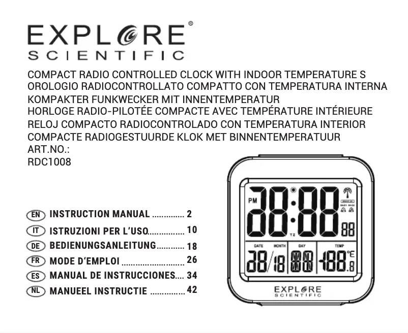 Page 1 de la notice Manuel utilisateur Explore Scientific RDC 1008