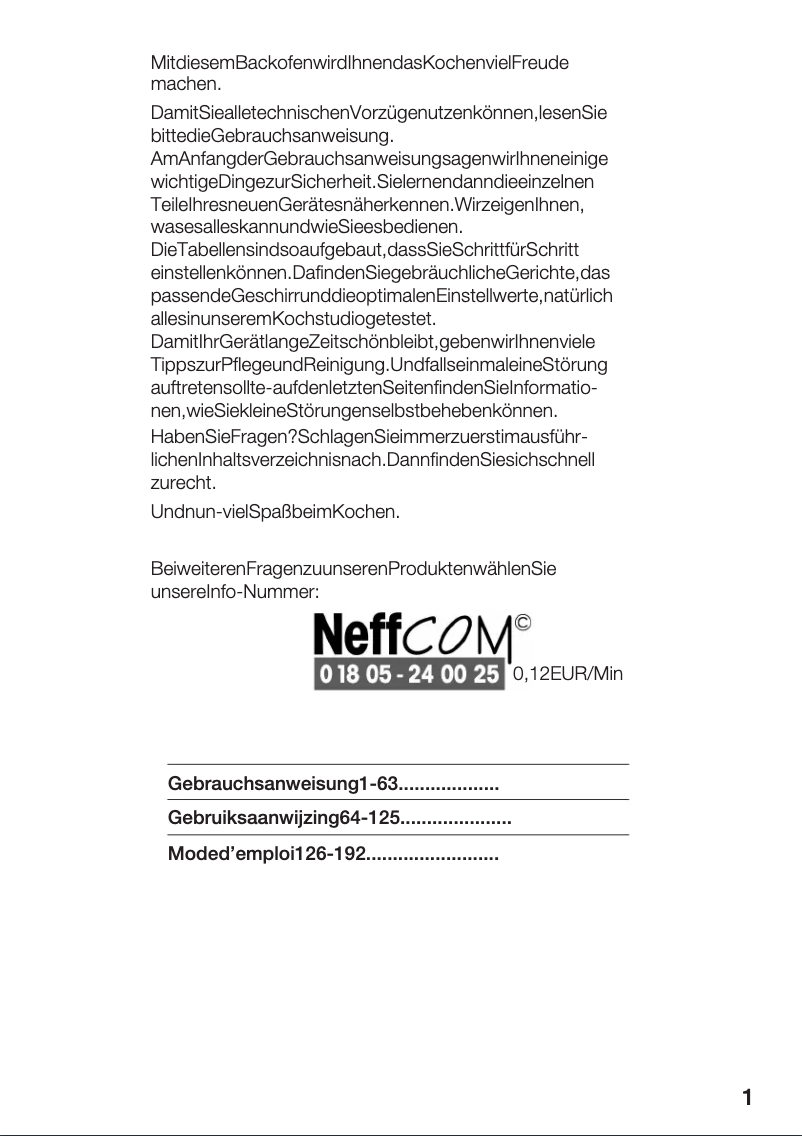 Page 1 de la notice Manuel utilisateur Neff B7742N0