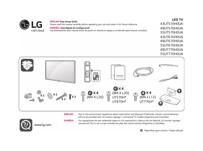 Page 1 de la notice Manuel utilisateur LG 43UT670H0UA