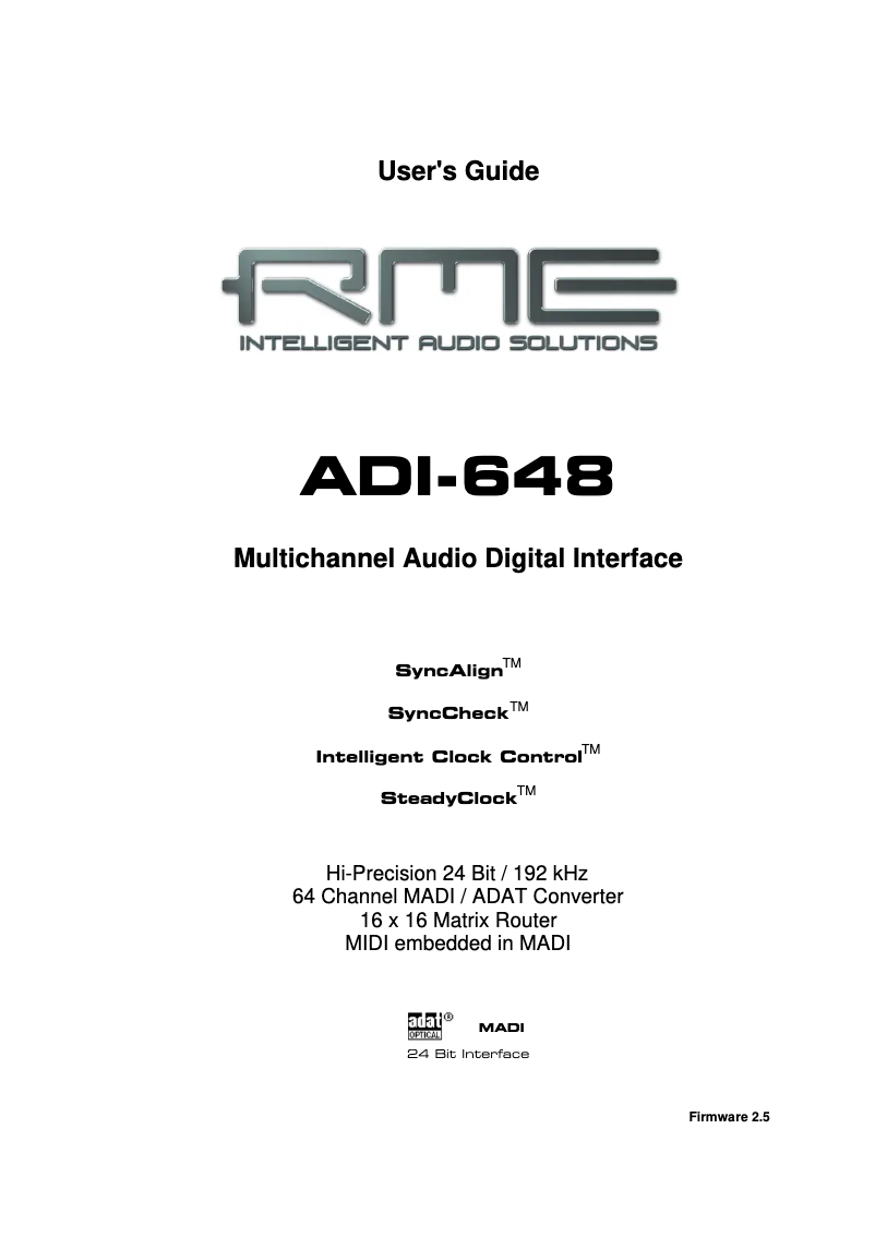 Page n°1 - Manuel utilisateur RME ADI-648 MKII