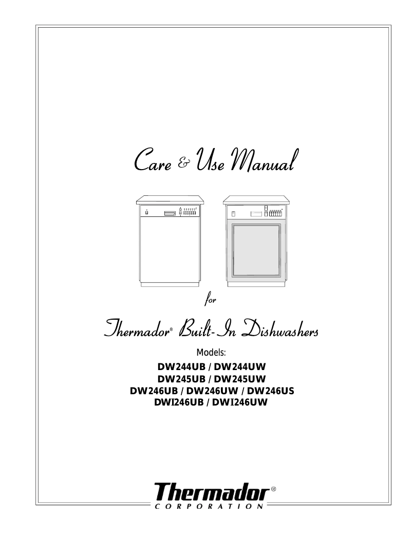 Page n°1 - Manuel utilisateur Thermador DWI246UW