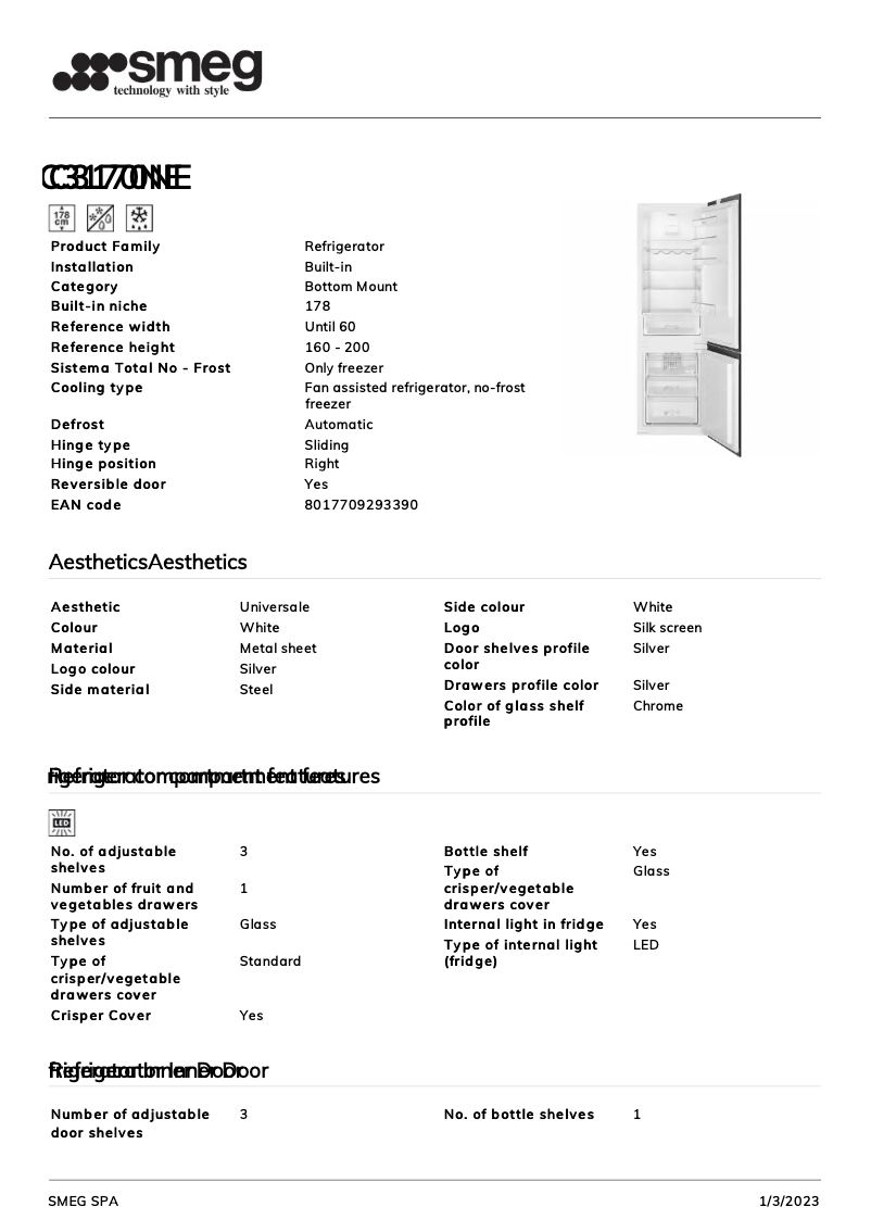 Page 1 de la notice Brochure Smeg C3170NE