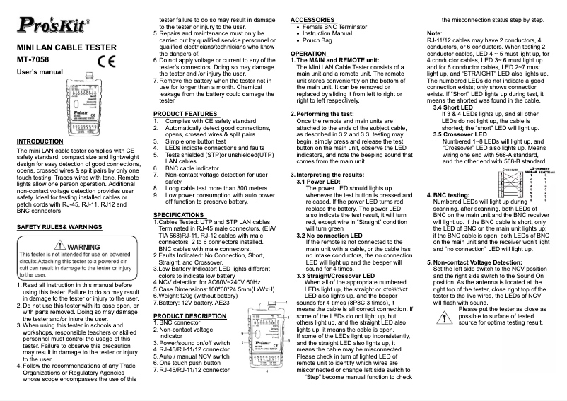 Página 1 del manual Manual de usuario Pro'sKit MT-7058