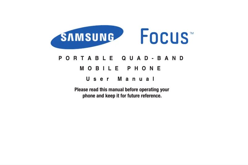 Page 1 de la notice Manuel utilisateur Samsung Focus