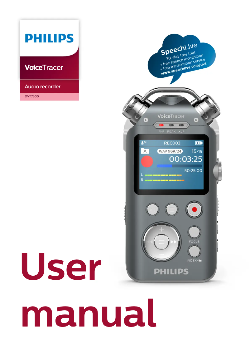 Image de la première page du manuel de l'appareil VoiceTracer DVT7500