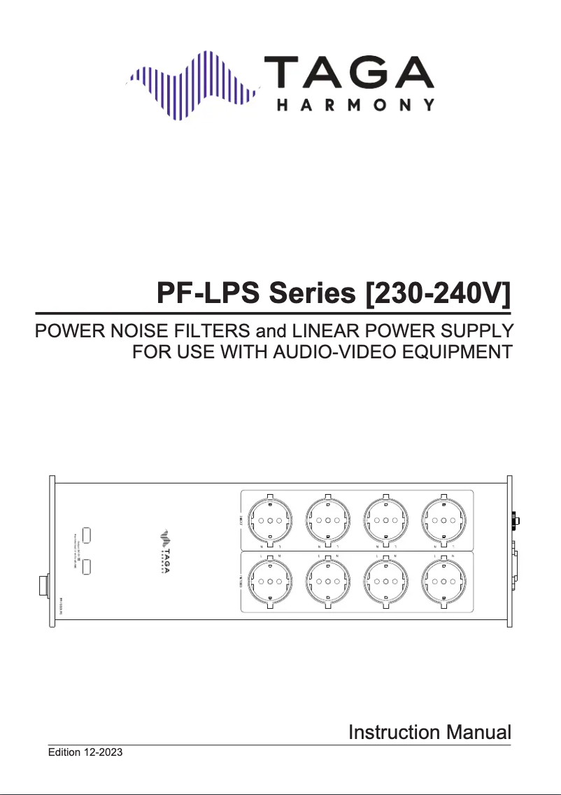 Page 1 de la notice Manuel utilisateur Taga Harmony PF-1000LPS